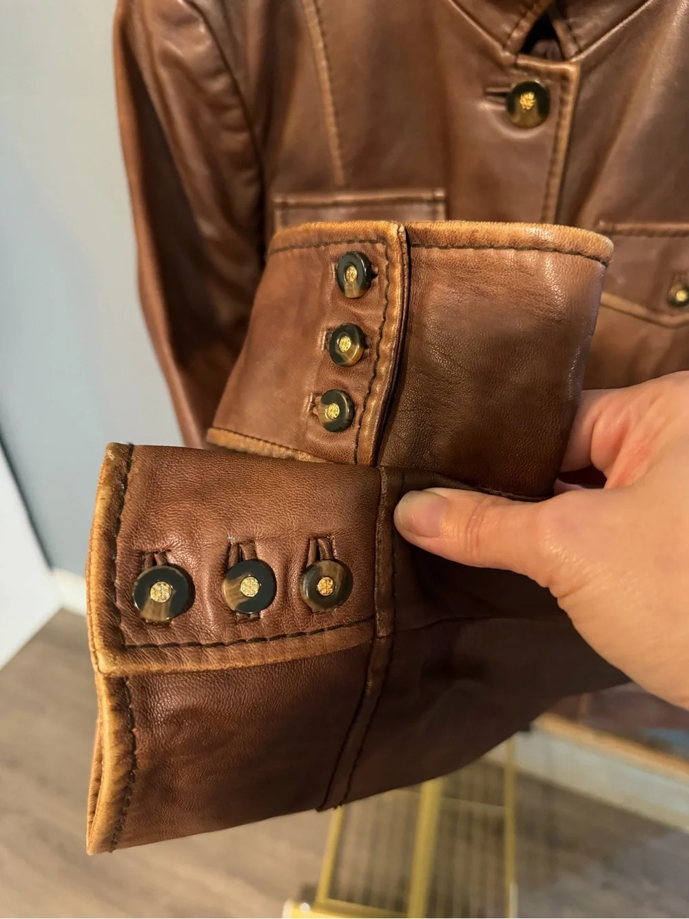 Tory Burch Brown Leather Military-Style Jacket
